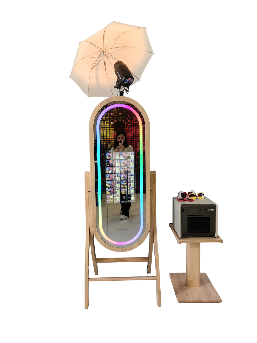 55 Inch Mirror 21.5 Inch Touch Screen Wood Photo Booth DJPBS-55PB Wood Mirror Booth - DJ And Photo Booth Supply