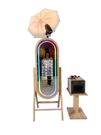 55 Inch Mirror 21.5 Inch Touch Screen Wood Photo Booth DJPBS-55PB Wood Mirror Booth - DJ And Photo Booth Supply