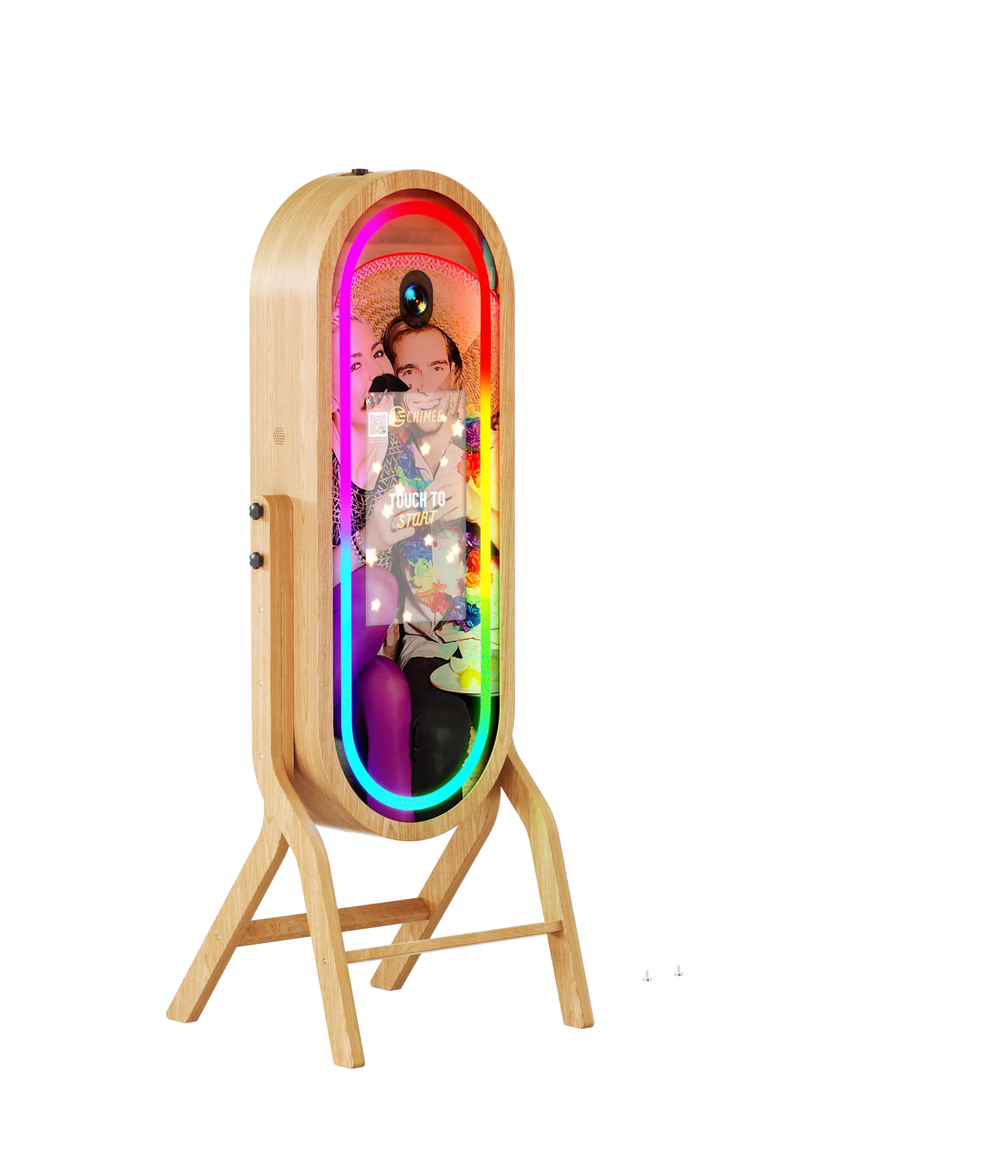 55 Inch Mirror 21.5 Inch Touch Screen Wood Photo Booth DJPBS-55PB Wood Mirror Booth - DJ And Photo Booth Supply