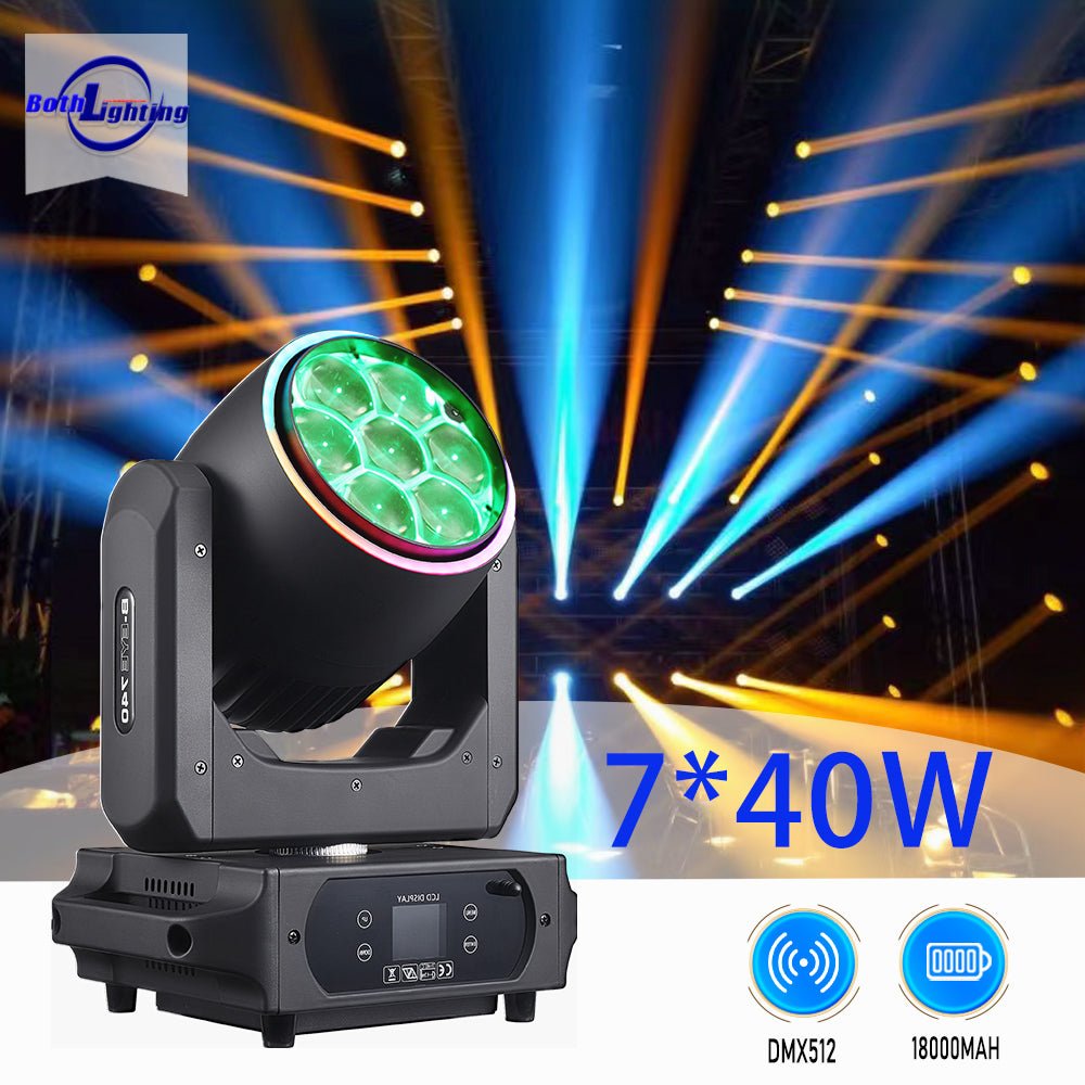 Both Lighting BPM-Splash X | Wireless Battery Moving Head Wash with RGB Halo Ring - DJ And Photo Booth Supply