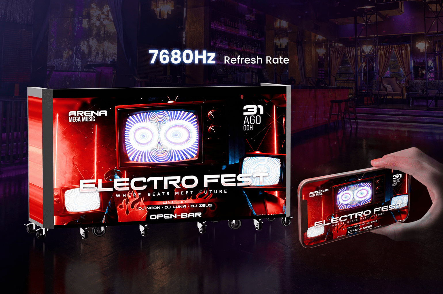 Folding LED Video DJ Booth | 270° Wraparound Display | 3.91mm GOB | Novastar TB40 Controller- DEMO- Extra 1 Year Warranty - DJ And Photo Booth Supply