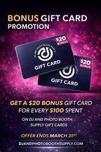 Gift Card - Get an extra $20 gift card for every $100 spent on gift cards. - DJ And Photo Booth Supply