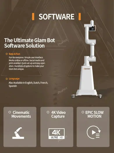 Pho Print Glambot Photo Booth | Oscars-Style Robot Arm Video Booth for Events & Weddings -DEMO - DJ And Photo Booth Supply